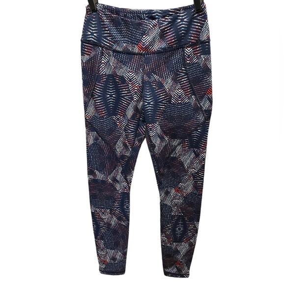 Patagonia Women’s Centered Leggings Sz S Navy Geo Print Yoga Pants 27” Inseam - Picture 2 of 11
